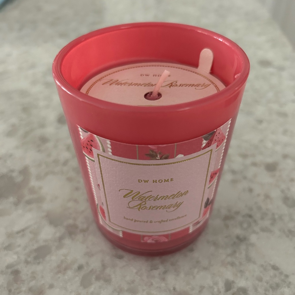 “New” DW Home Pink & Coral Watermelon Rosemary Candle 7.6 oz w/ matching box